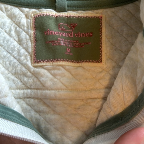 Vineyard Vines Youth Ivory Quilted Quarter Zip Pullover Size M (10-12) - Picture 2 of 4